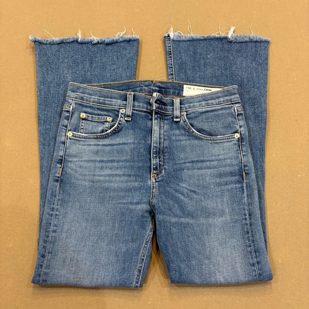 Rag & Bone Women’s 10 Inch Crop Flare Distressed Jeans Size 27 - Picture 4 of 16